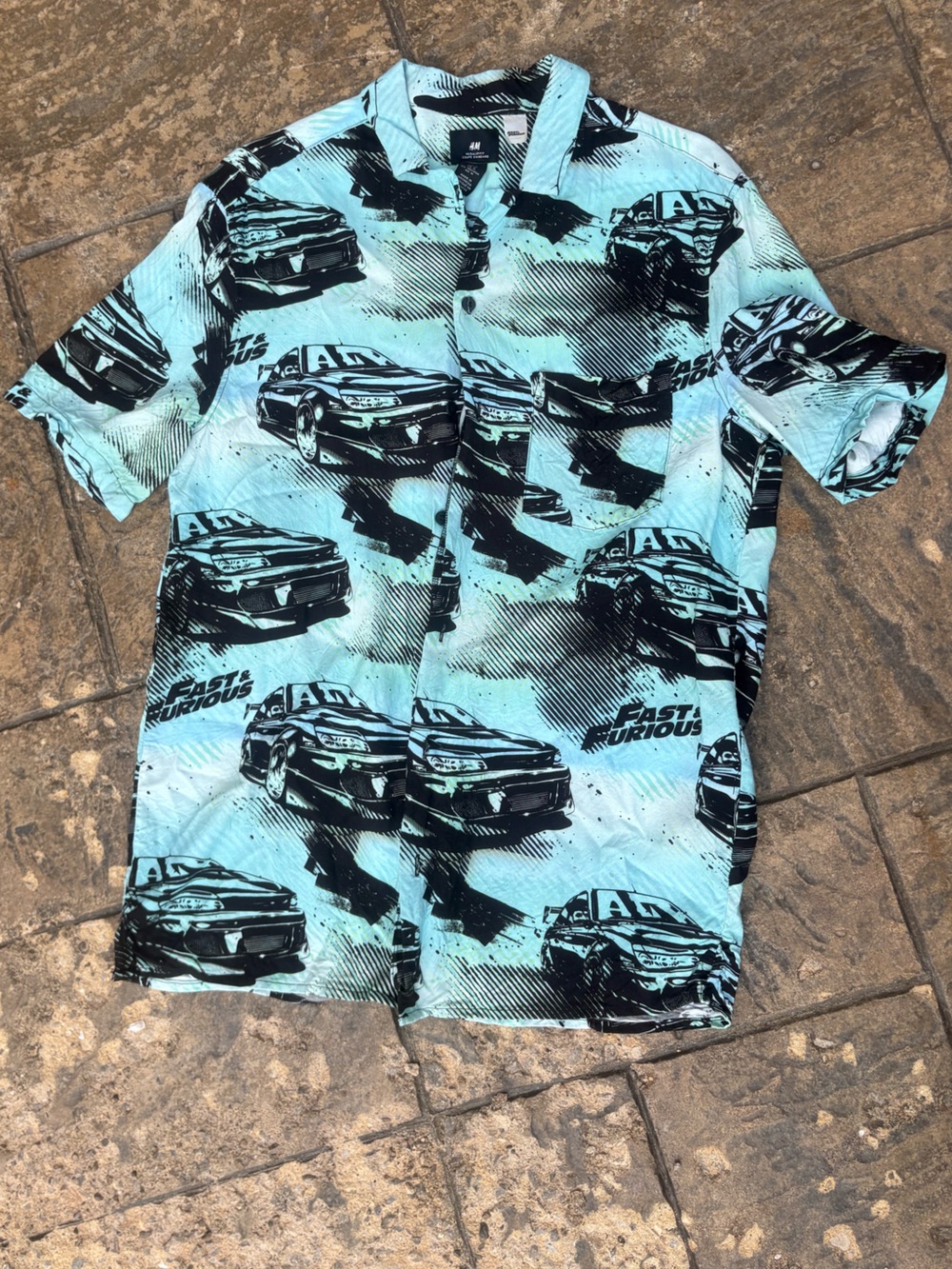 H&M Fast & Furious Graphic Button Up Shirt Size M